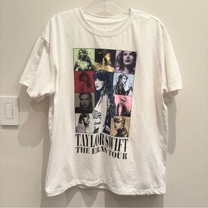NWOT- Taylor Swift The Eras Tour 2023 White Graphic Tee 100% Cotton Size Large